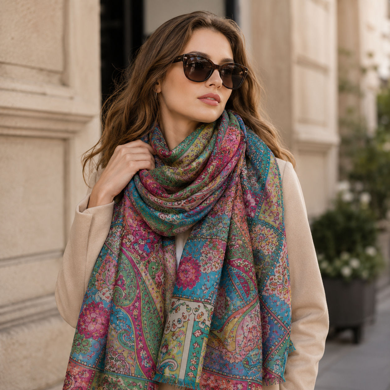 Digital Print Wool Scarf/Shawl 287